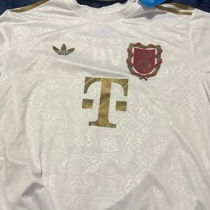 Adidas White and Gold Emblem Jersey